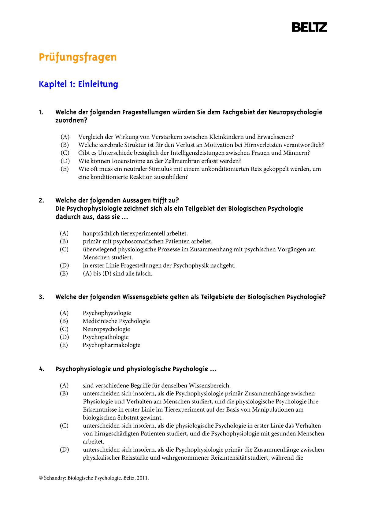 Pruefungsfragen Kapitel 1 Bis 26 - Prüfungsfragen Kapitel 1: Einleitung ...