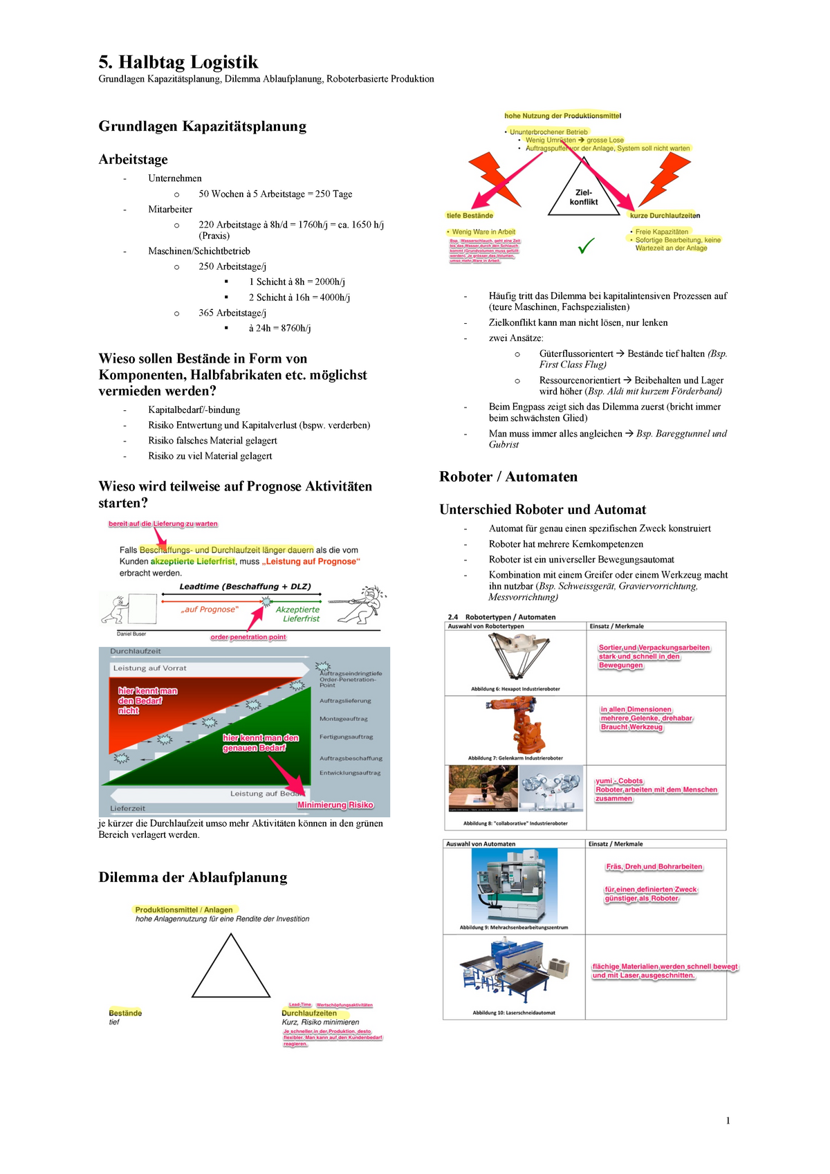 Zusammenfassung Logistik - Halbtag 5 - 5. Halbtag Logistik Grundlagen ...