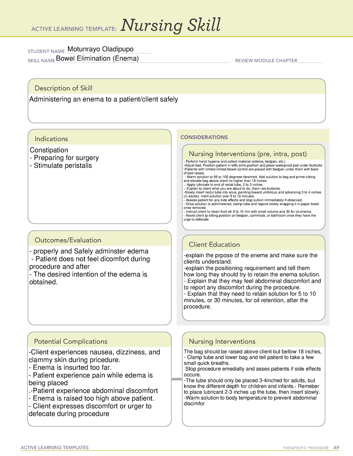 Bowel elimination for adult ACTIVE LEARNING TEMPLATES THERAPEUTIC