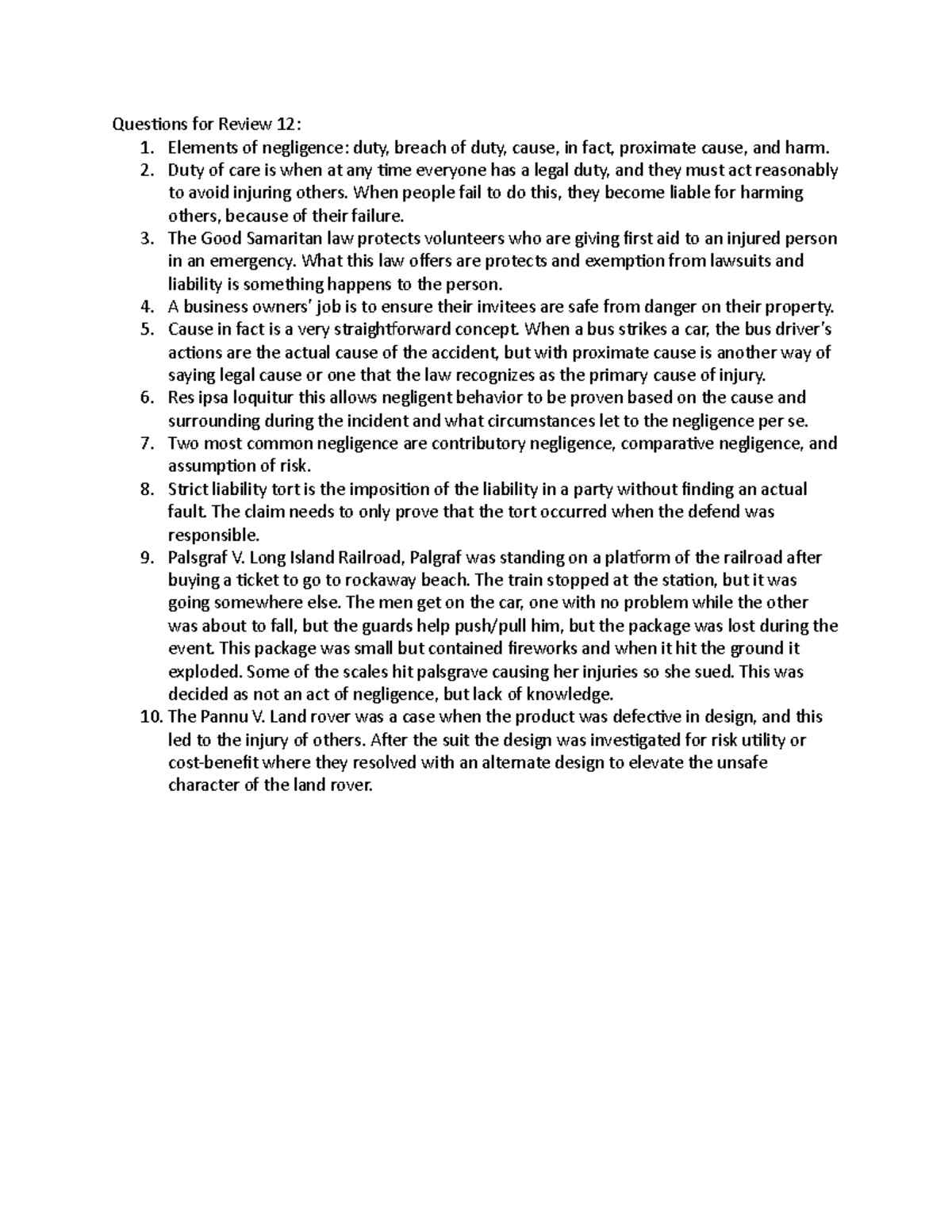 Questions for Review 12 - BSAD 3200 - Questions for Review 12: 1 ...