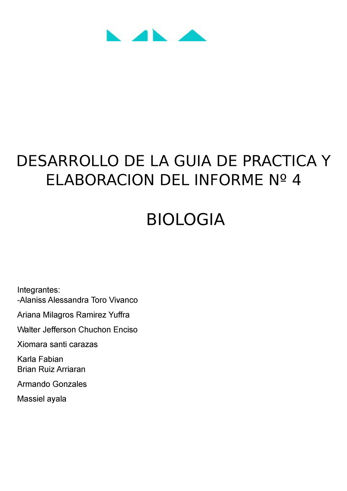 Informe 4 - Trabajo - DESARROLLO DE LA GUIA DE PRACTICA Y ELABORACION ...