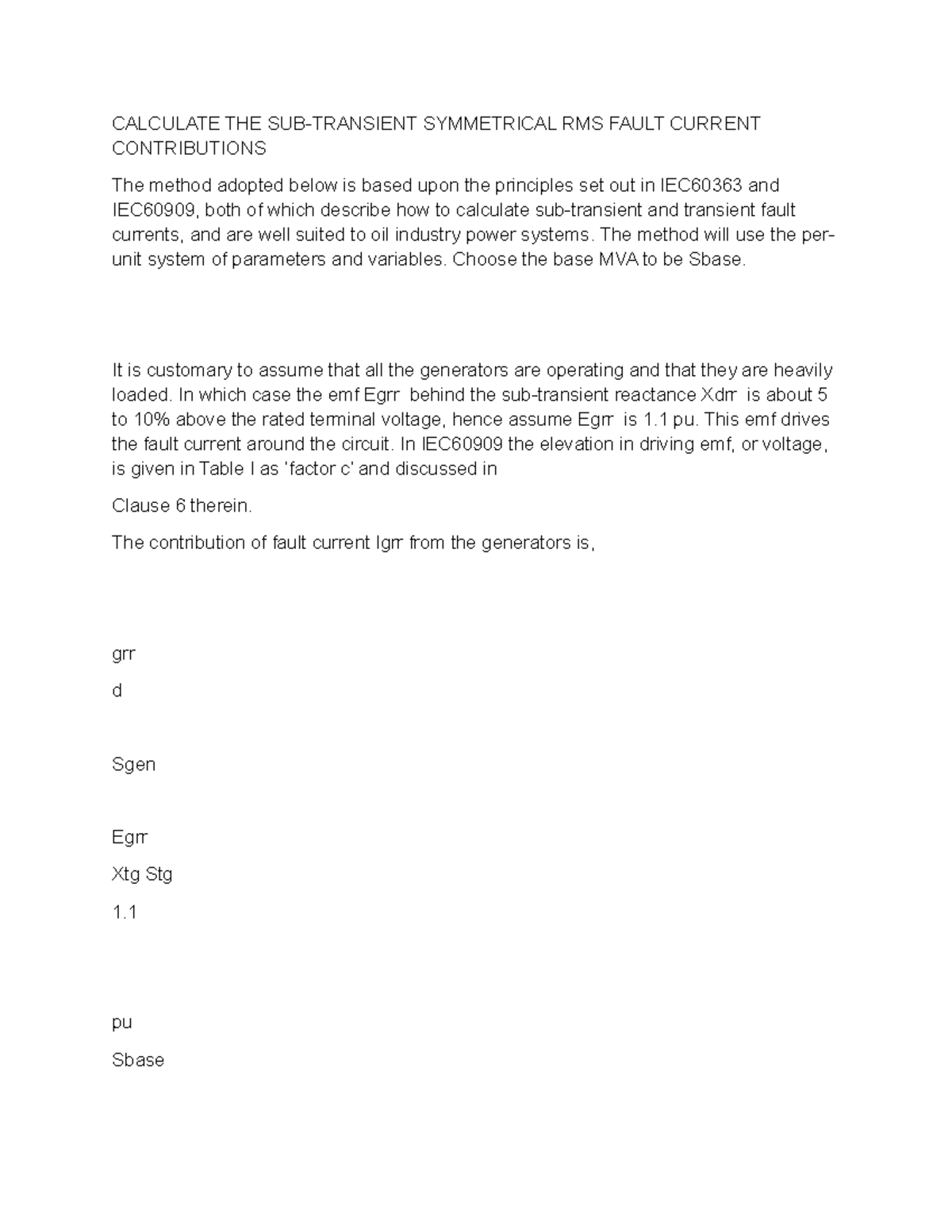 Calculate THE SUB - The method adopted below is based upon the ...