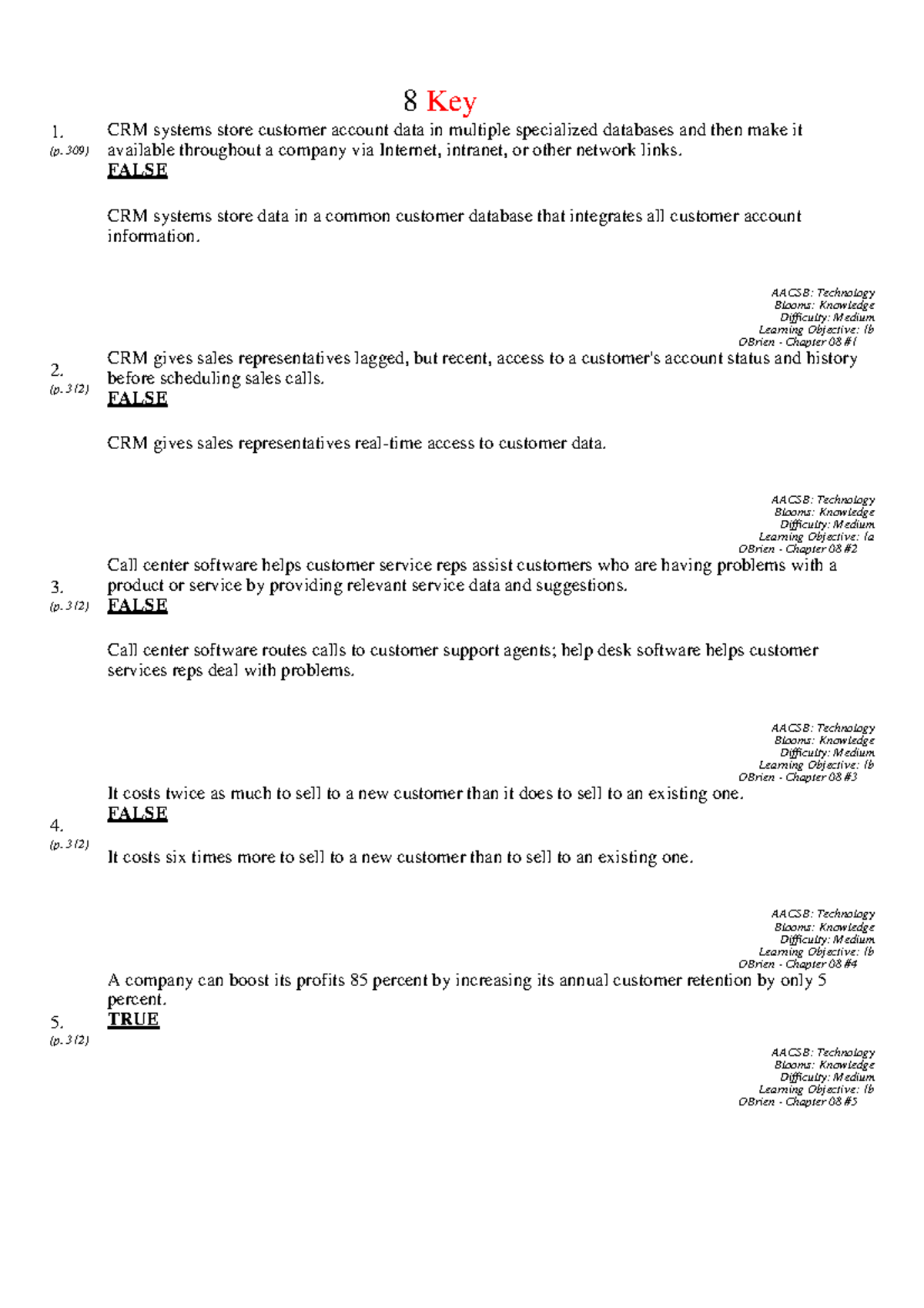 Chapter 8 MIS Answers - 1. (p. 309) 2. (p. 312) 3. (p. 312) 4. (p. 312 ...