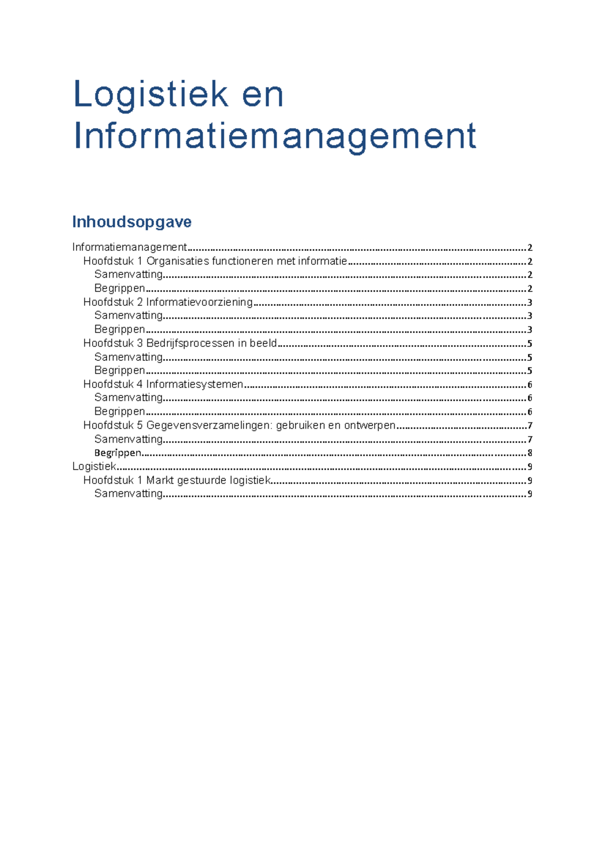 Samenvatting Lo En Im - Logistiek En Informatiemanagement - Studeersnel