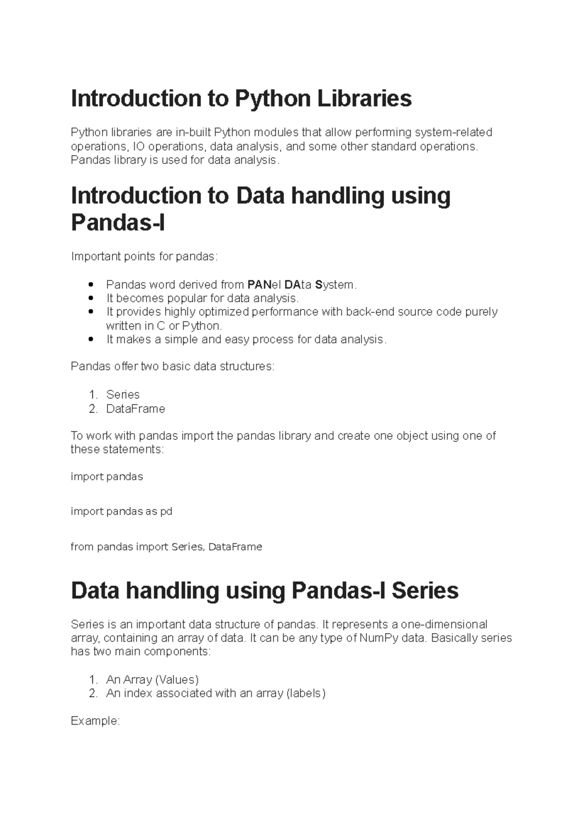 Introduction To Python Libraries - Pandas Library Is Used For Data ...