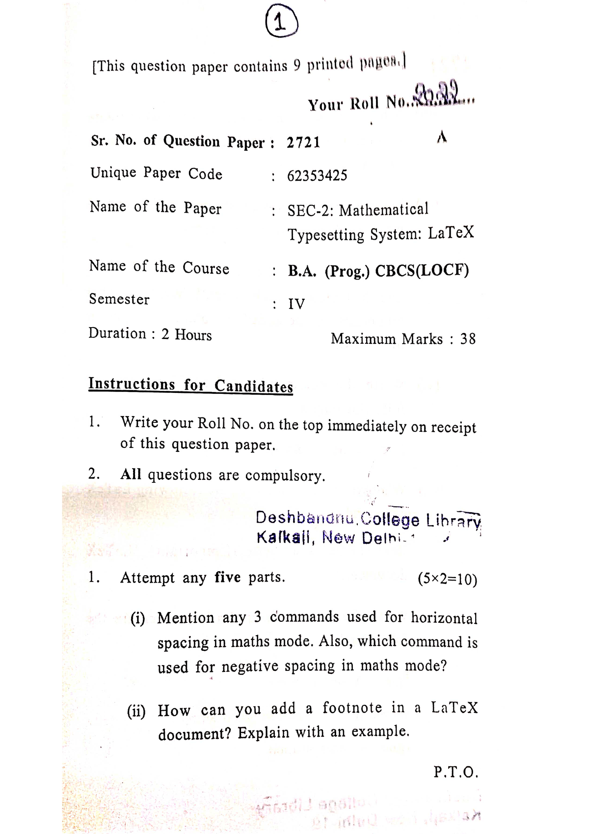 B. A. (Prog.) SEC 4th Semester 2022 - B.a Programme - Studocu