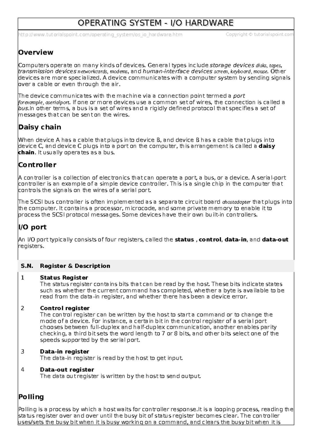 OS io hardware - aaaaaaaaaa - tutorialspoint/operating_system/os_io ...