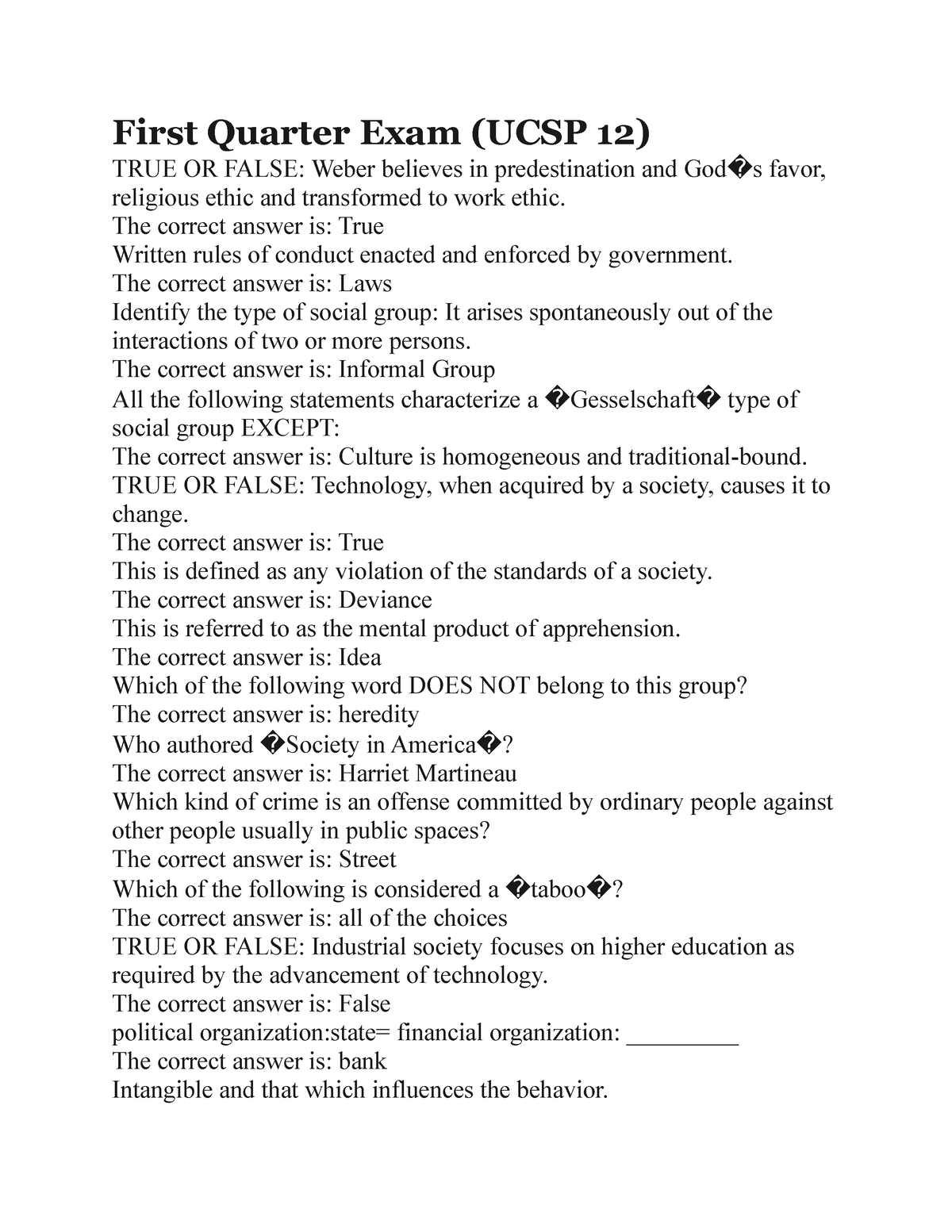 Carlz 1st Quarterexam UCSP - First Quarter Exam (UCSP 12) TRUE OR FALSE ...