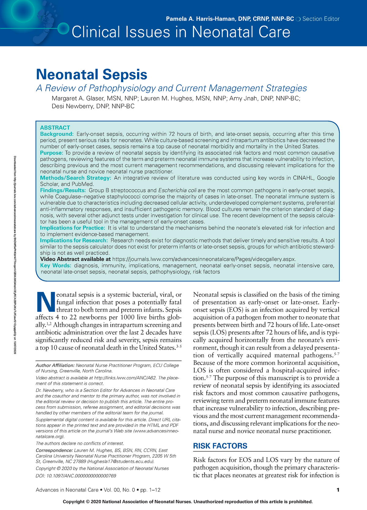 neonatal sepsis thesis