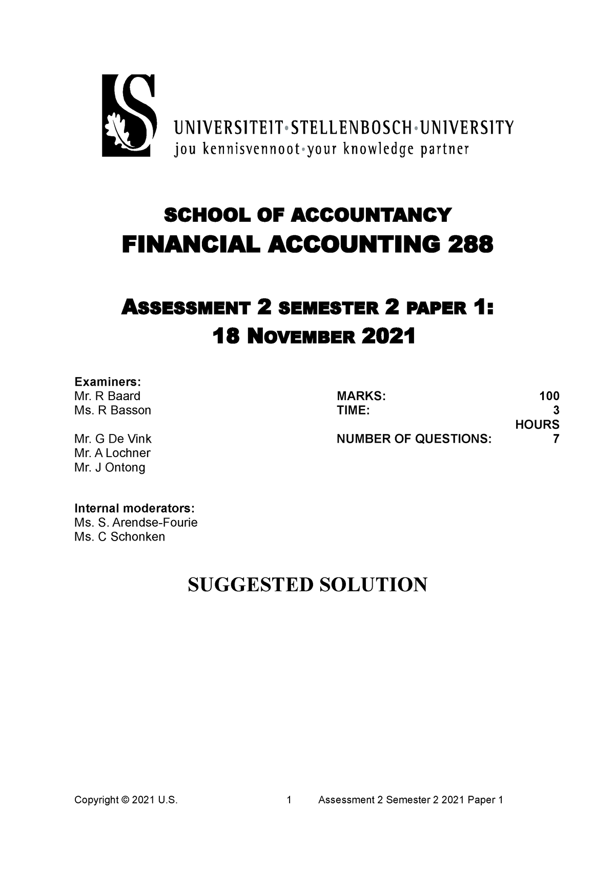 FA 288 A2S2 Paper 1 Solution English - SCHOOL OF ACCOUNTANCY FINANCIAL ...