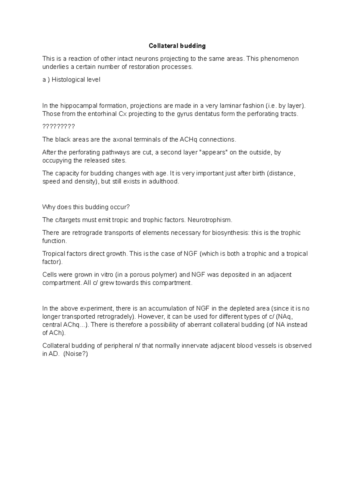 Collateral budding - Lecture notes General Psychology - Collateral ...
