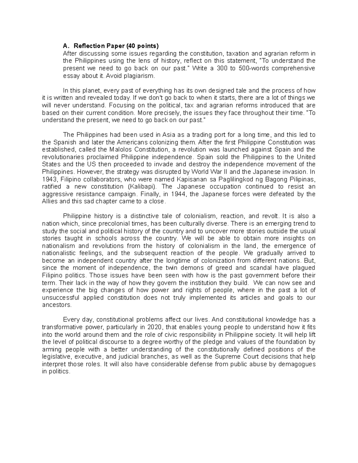 The constitution, taxation and agrarian reform in the Philippines - A ...