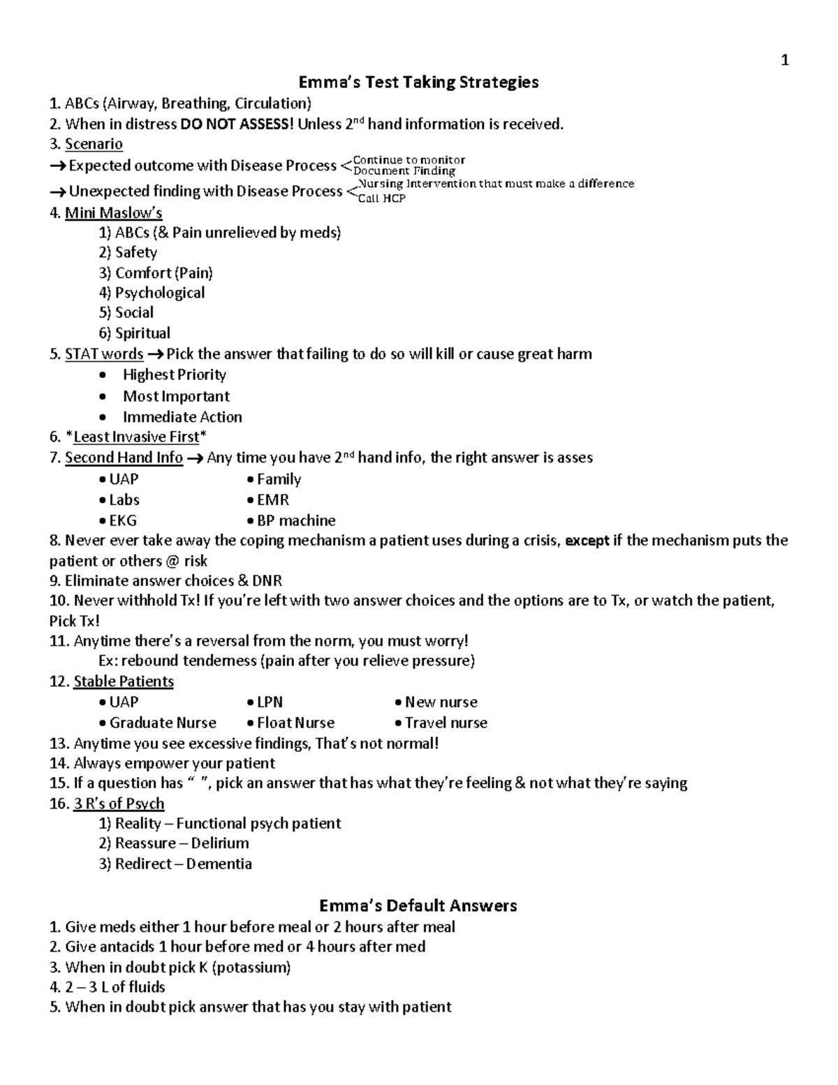 Nclex TIPS - Emma’s Test Taking Strategies ABCs (Airway, Breathing ...