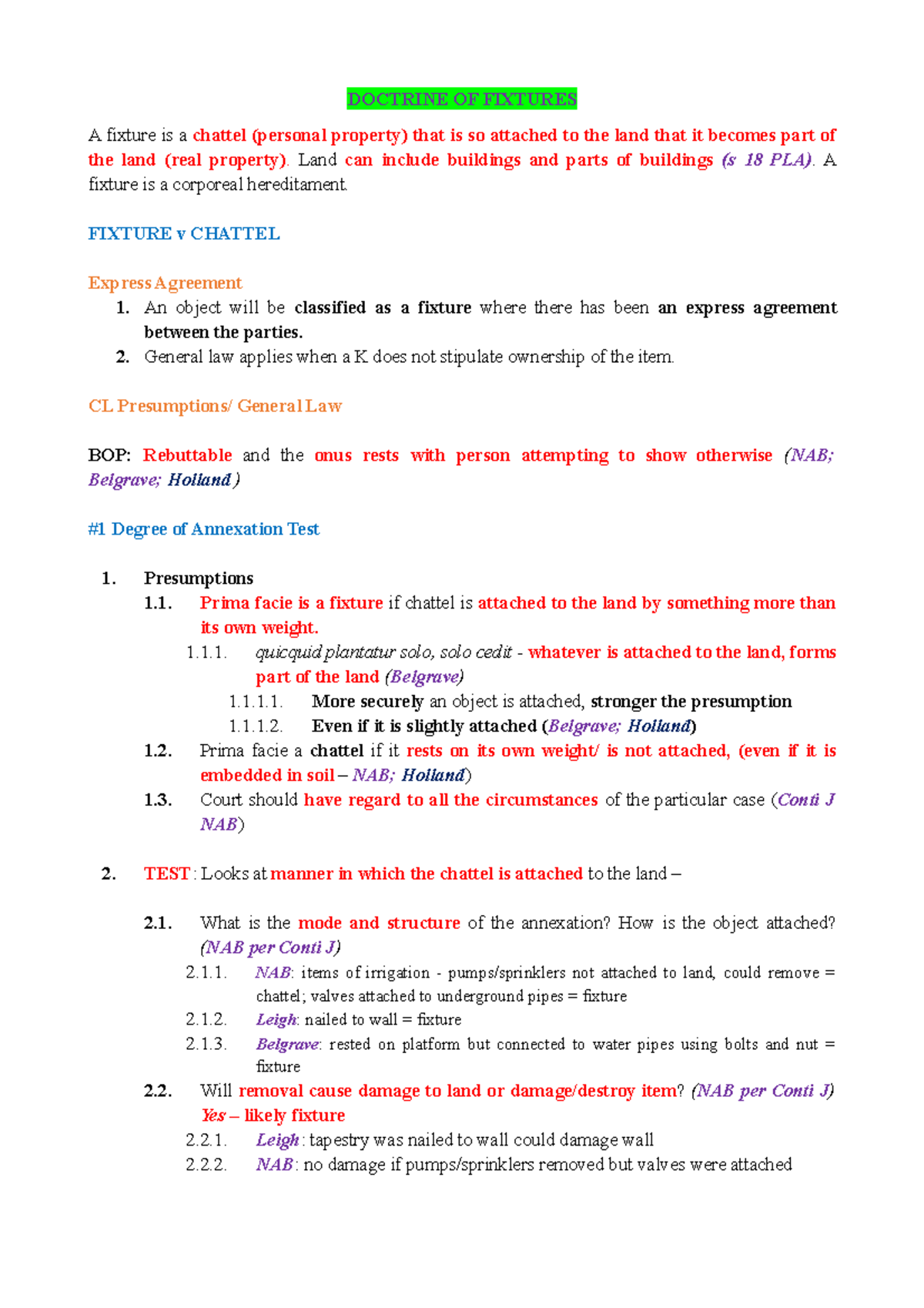 WEEK 2 Doctrine OF Fixtures DOCTRINE OF FIXTURES A fixture is a