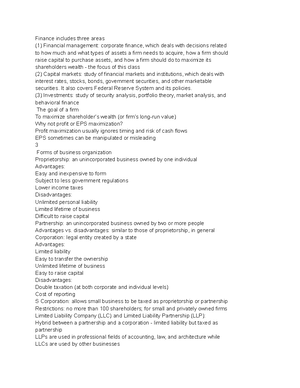 fin module 1 notes - Module 1 ★ Chapter 1: An Overview of Financial ...