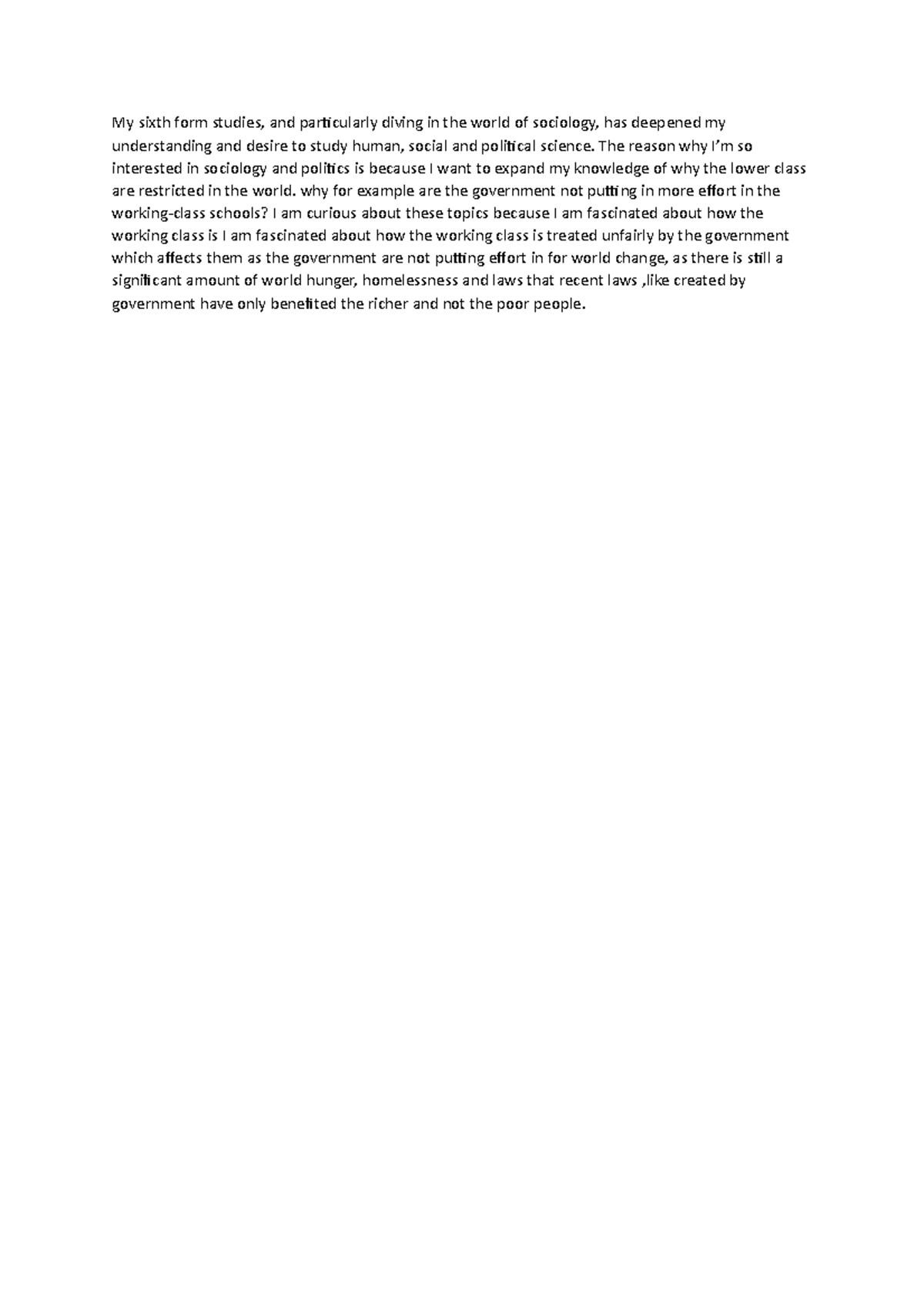 Personal statement 2 - business - My sixth form studies, and ...