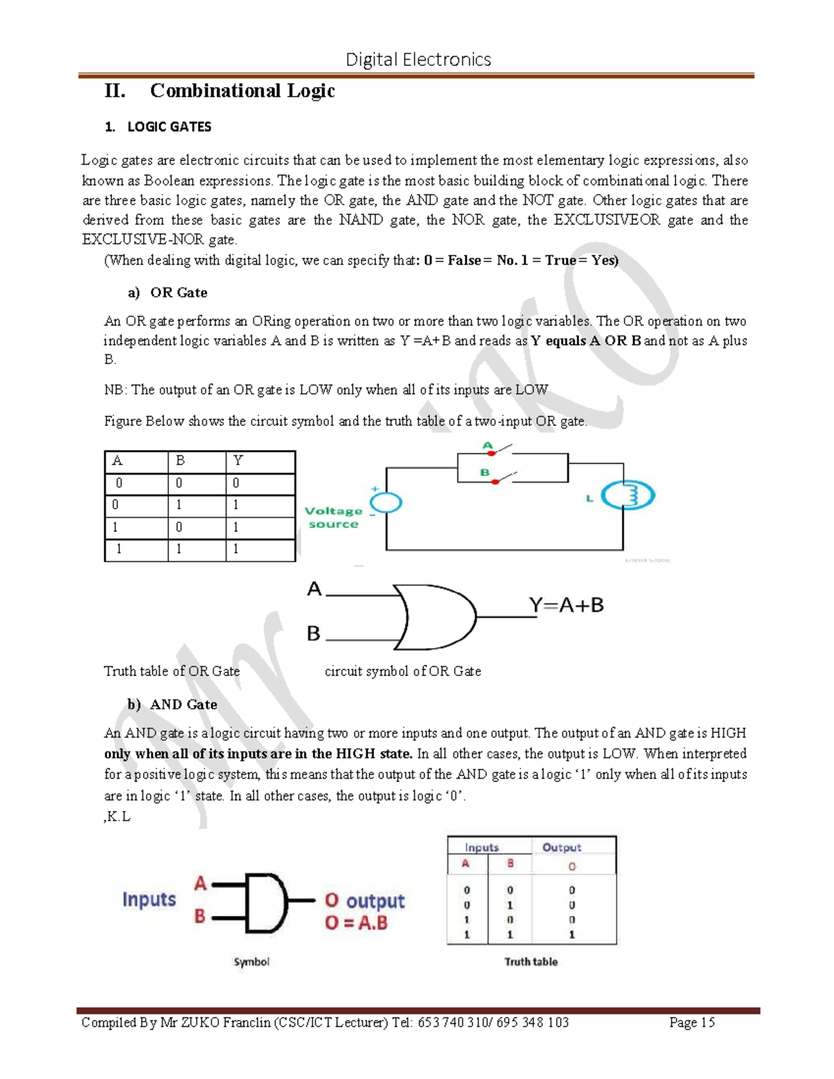 Logic gates and number systems - II. Combinational Logic 1. LOGIC GATES ...