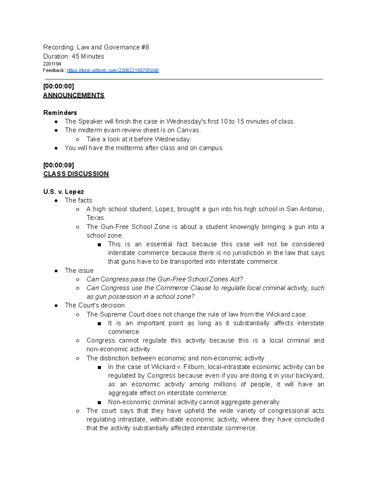Law and Governance 8 Summary Notes Recording Law and Governance