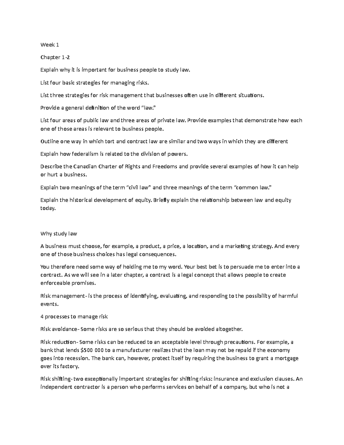 Week 1 Lecture Notes - Week 1 Chapter 1- Explain why it is important ...