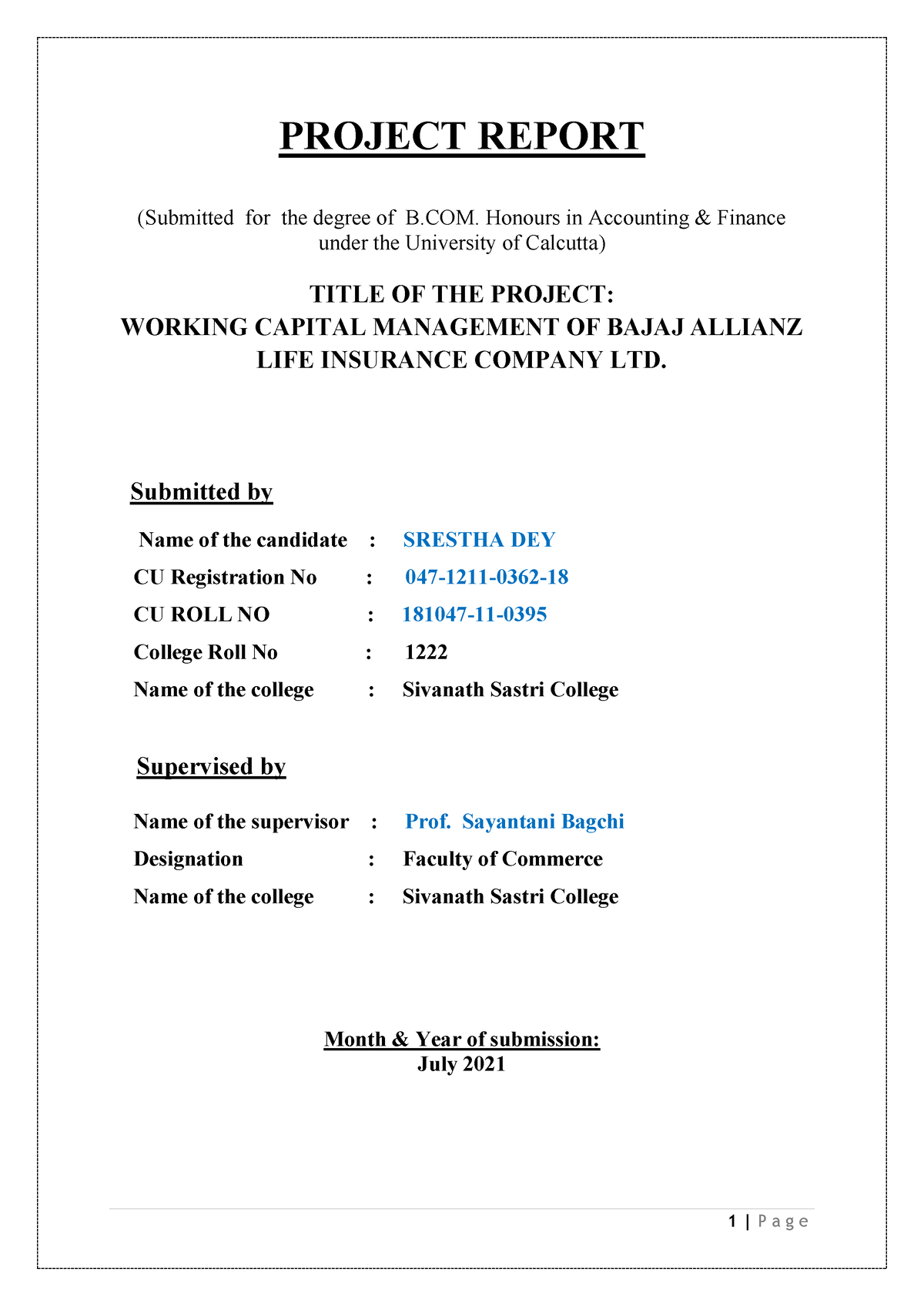 Project Report On Gst For B Com Honours PROJECT REPORT Submitted 