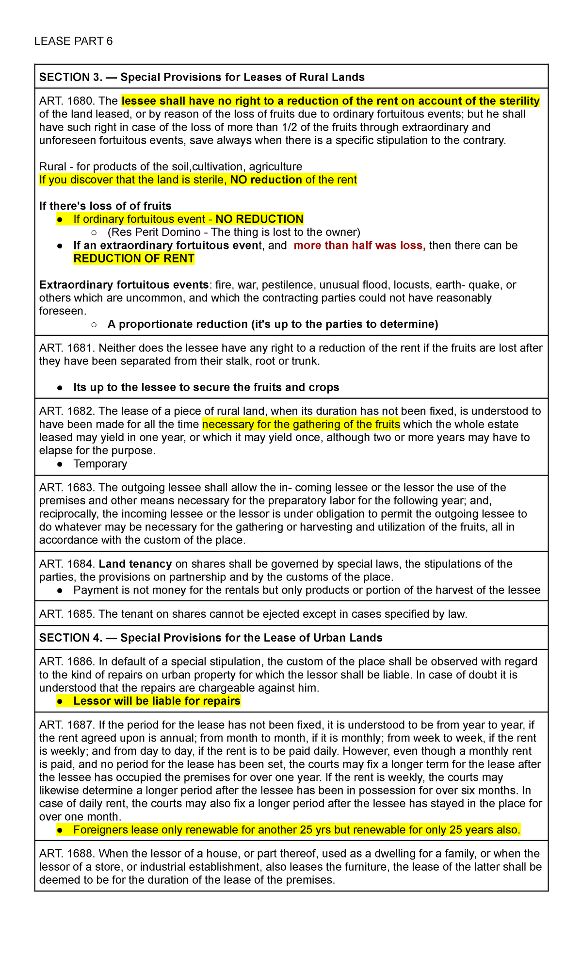 Lease PART 6 STUDY NOTES LEASE PART 6 SECTION 3. — Special