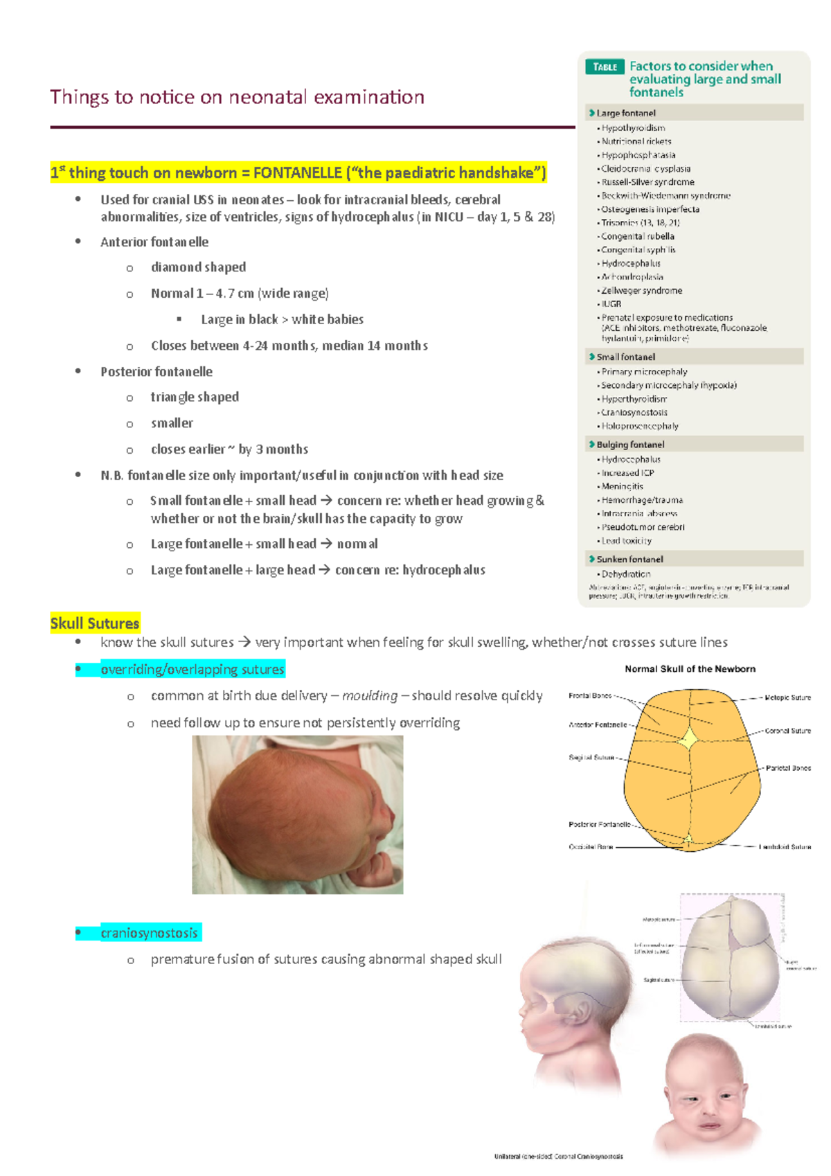 Things to notice on newborn examination - MED4015 - QUB - Studocu