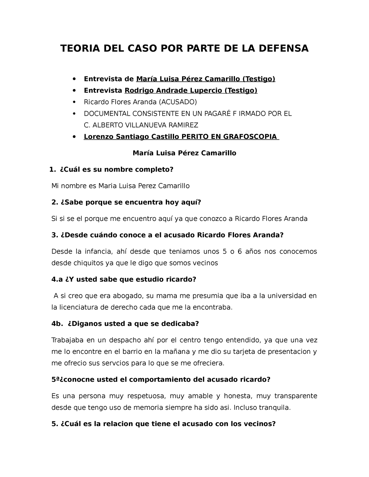 Teoria DEL CASO POR Parte DE LA Defensa - TEORIA DEL CASO POR PARTE DE ...