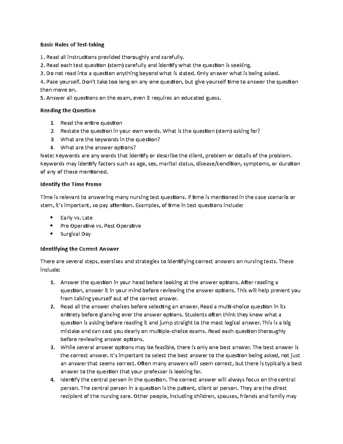 Basic Rules of Test taking1 Basic Rules of Testtaking Read all