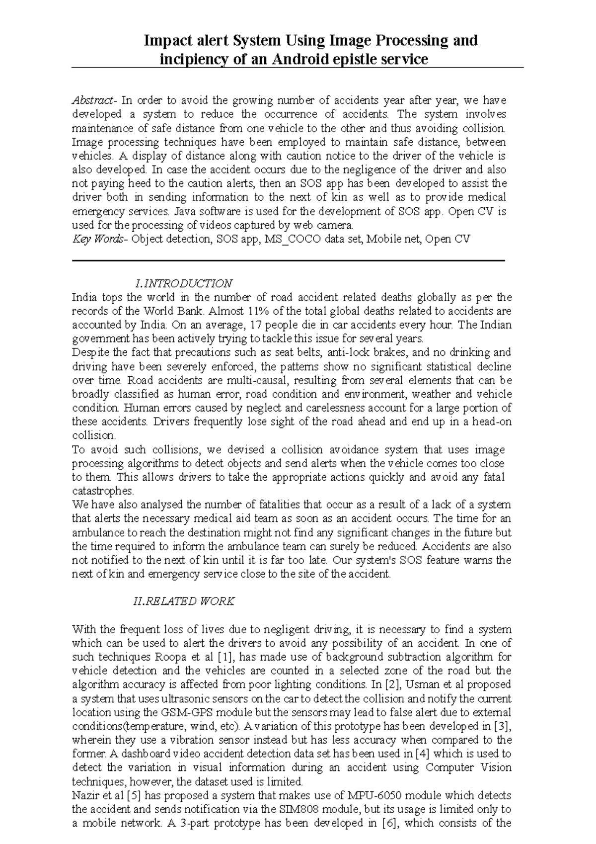 Impact alert System Using Image Processing and incipiency of an Android ...