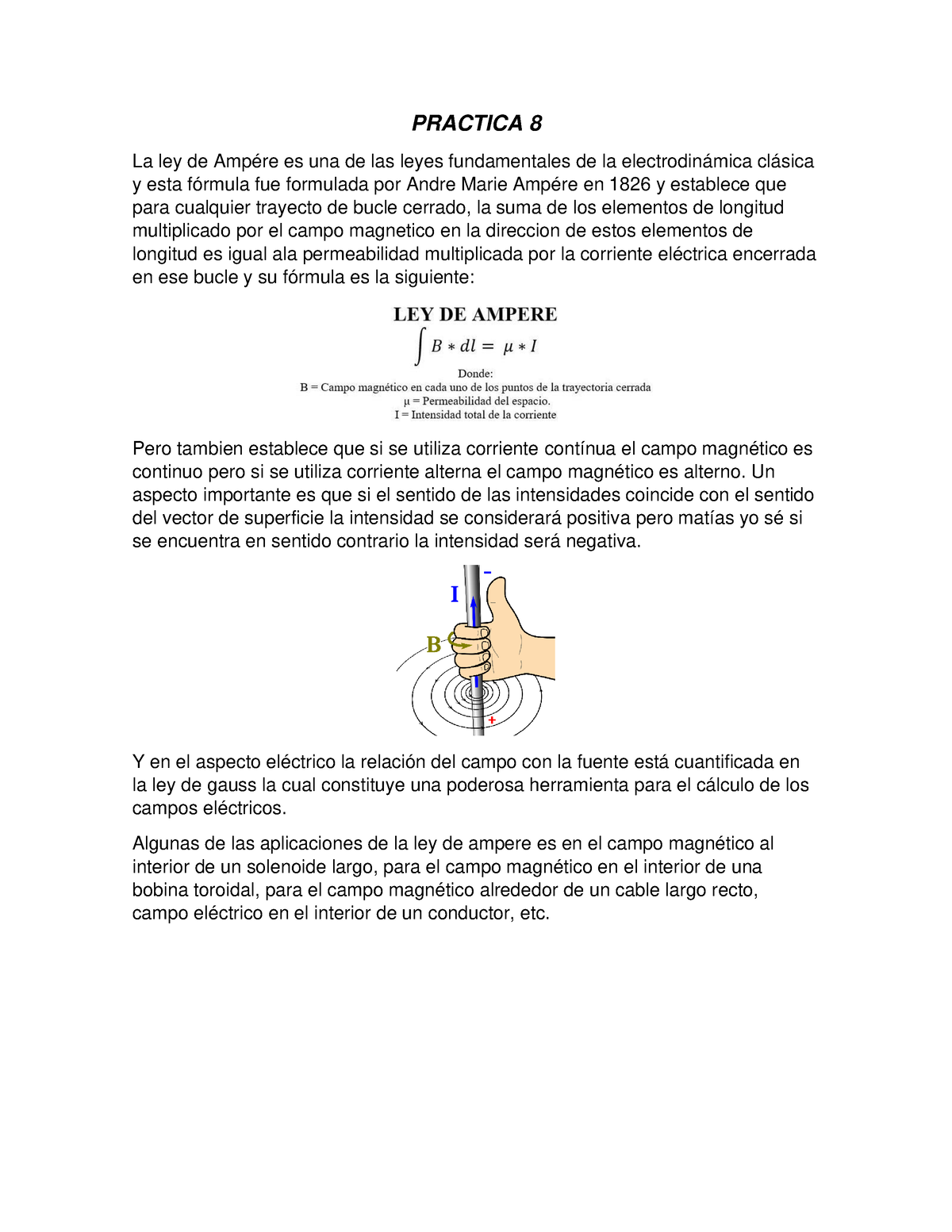 Inv Practica 8 - PRACTICA 8 La Ley De Ampére Es Una De Las Leyes ...