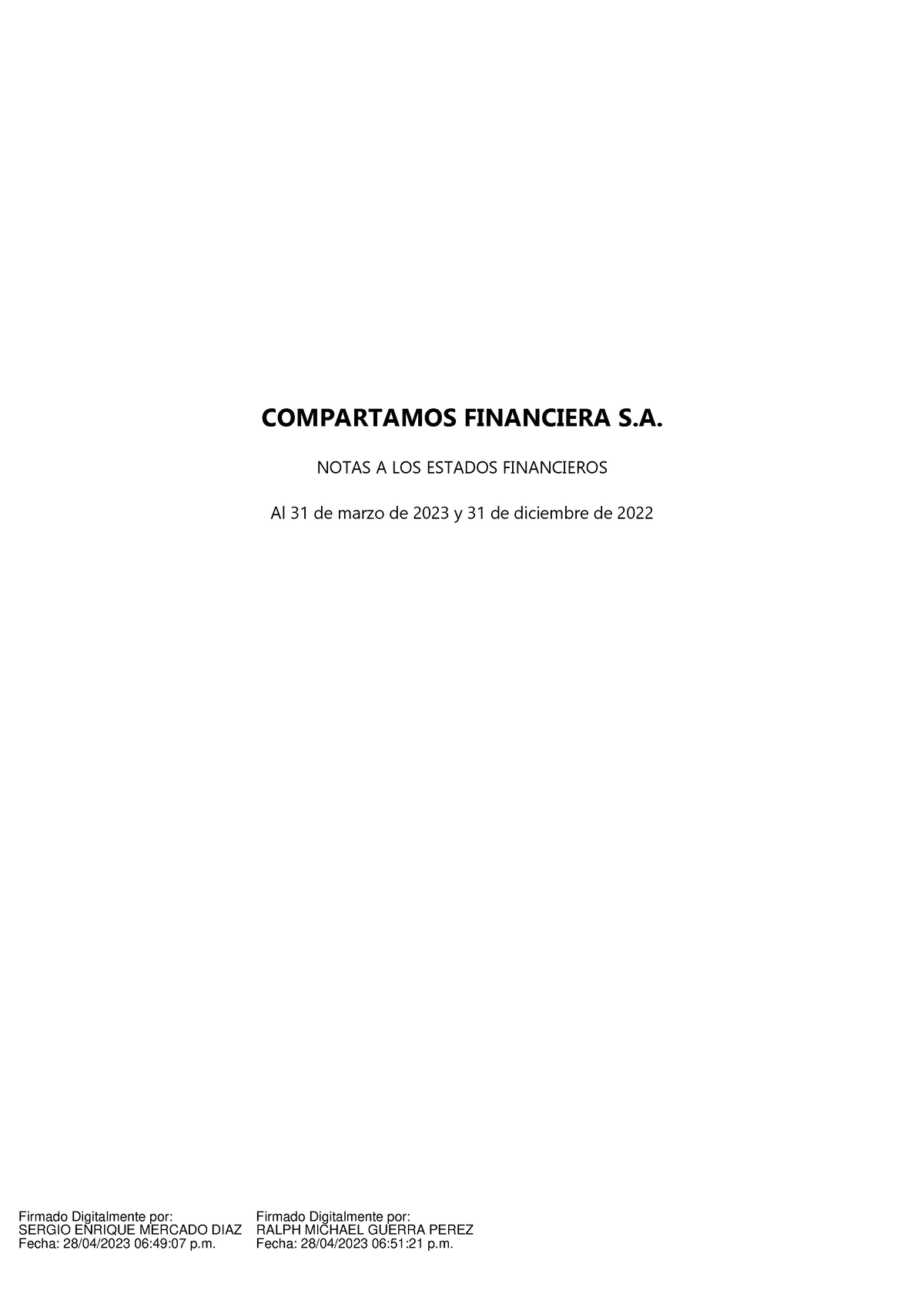 Auditoria Financiera Tarea 3 - COMPARTAMOS FINANCIERA S. NOTAS A LOS ...