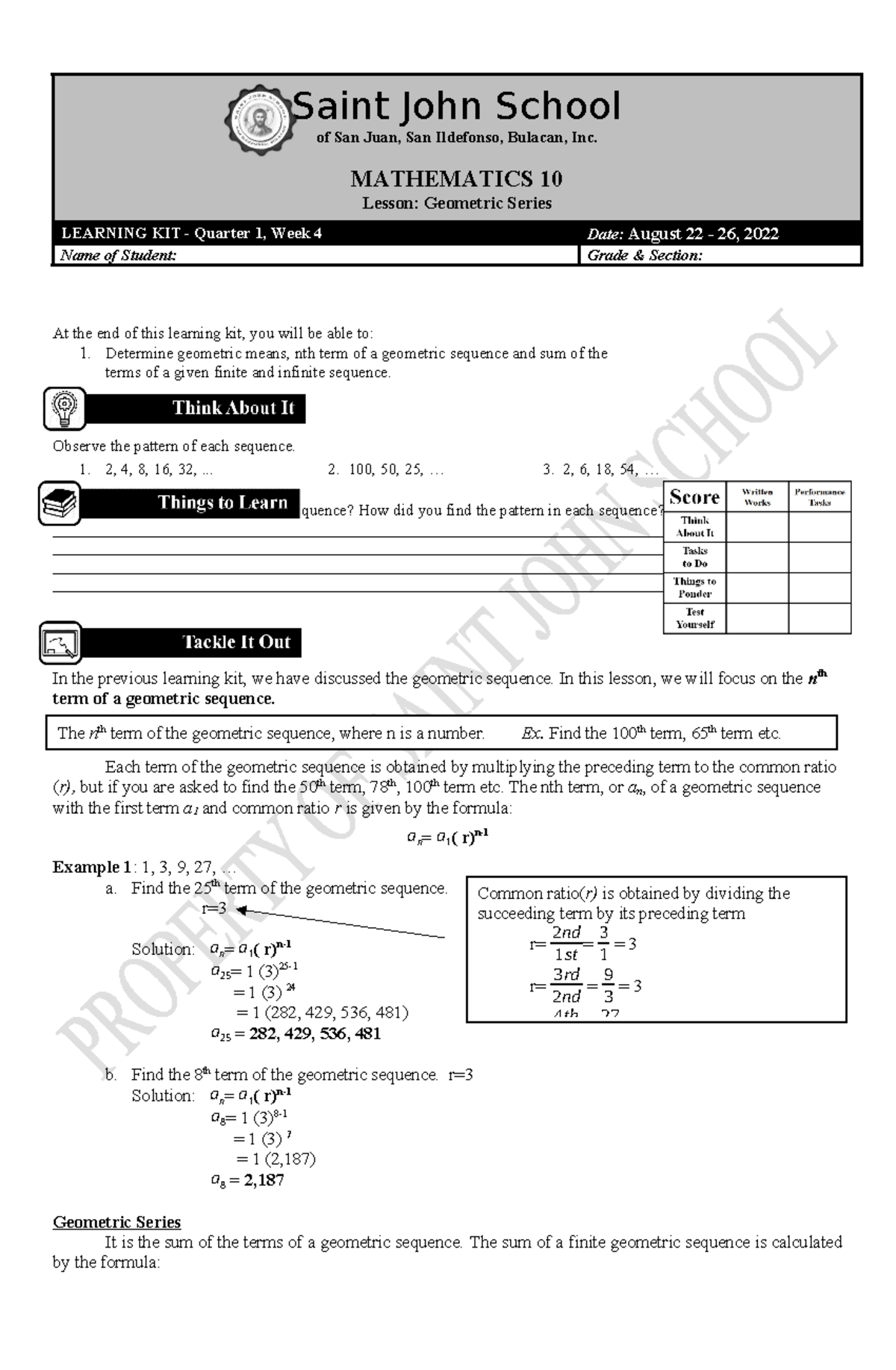 MATH LK4-6 - lecture - Saint John School of San Juan, San Ildefonso ...