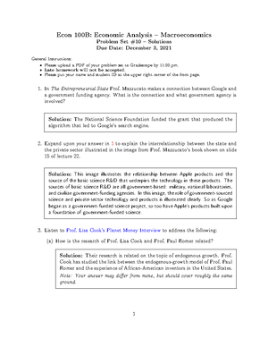 Problem Set-2-Fall-2021 - Econ 100B: Economic Analysis – Macroeconomics ...