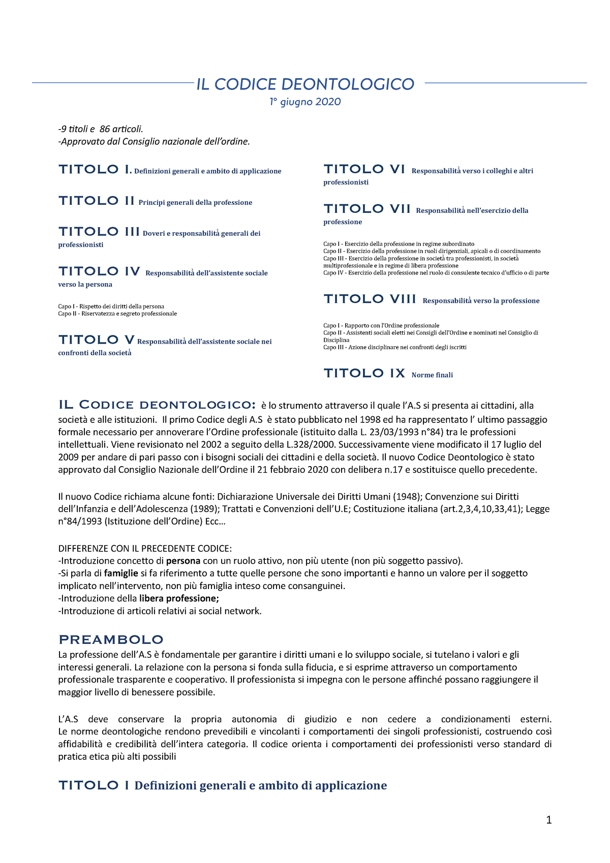 IL Codice Deontologico Copia - IL CODICE DEONTOLOGICO 1° Giugno 2020 9 ...