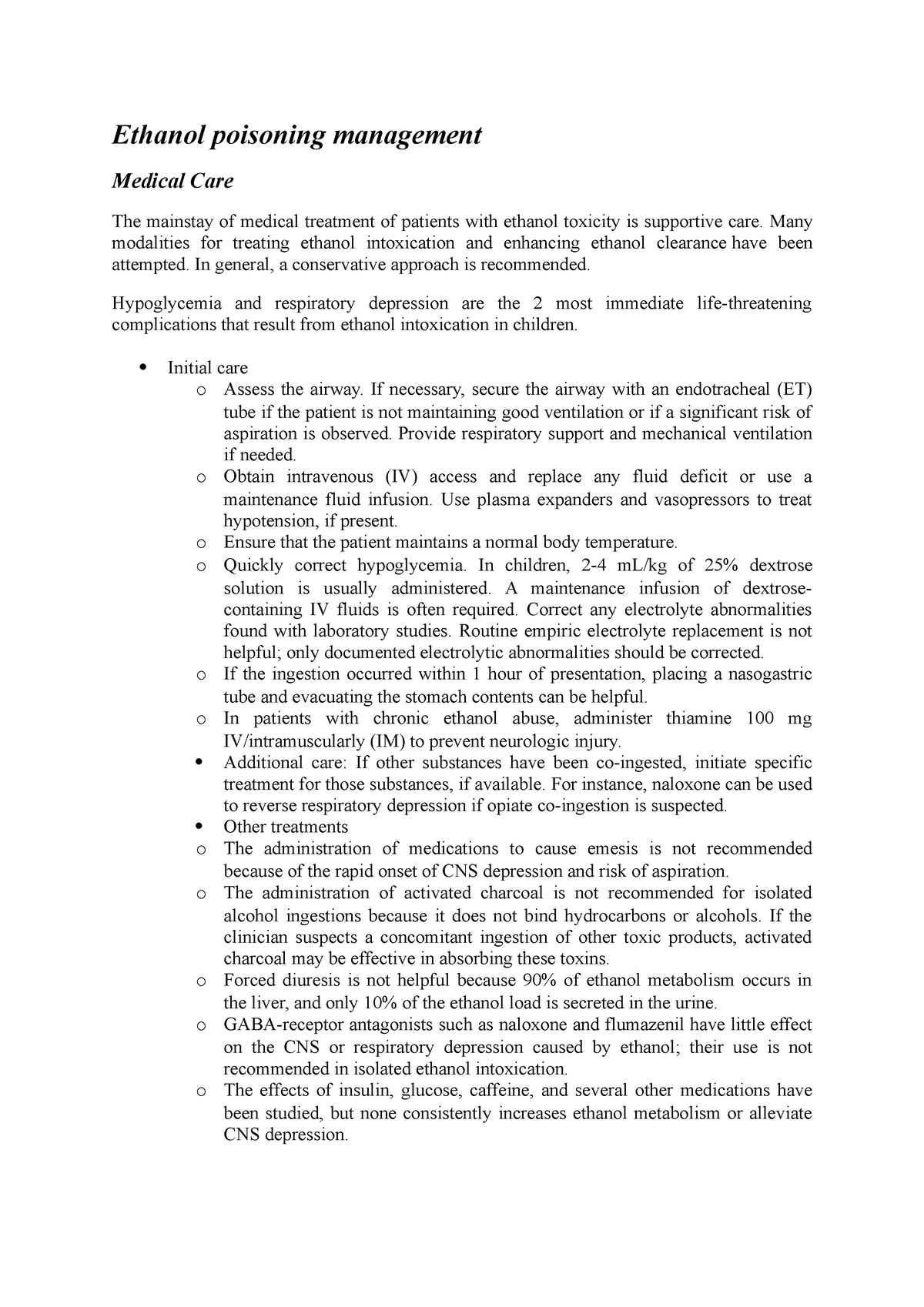 ethanol poisoning case study