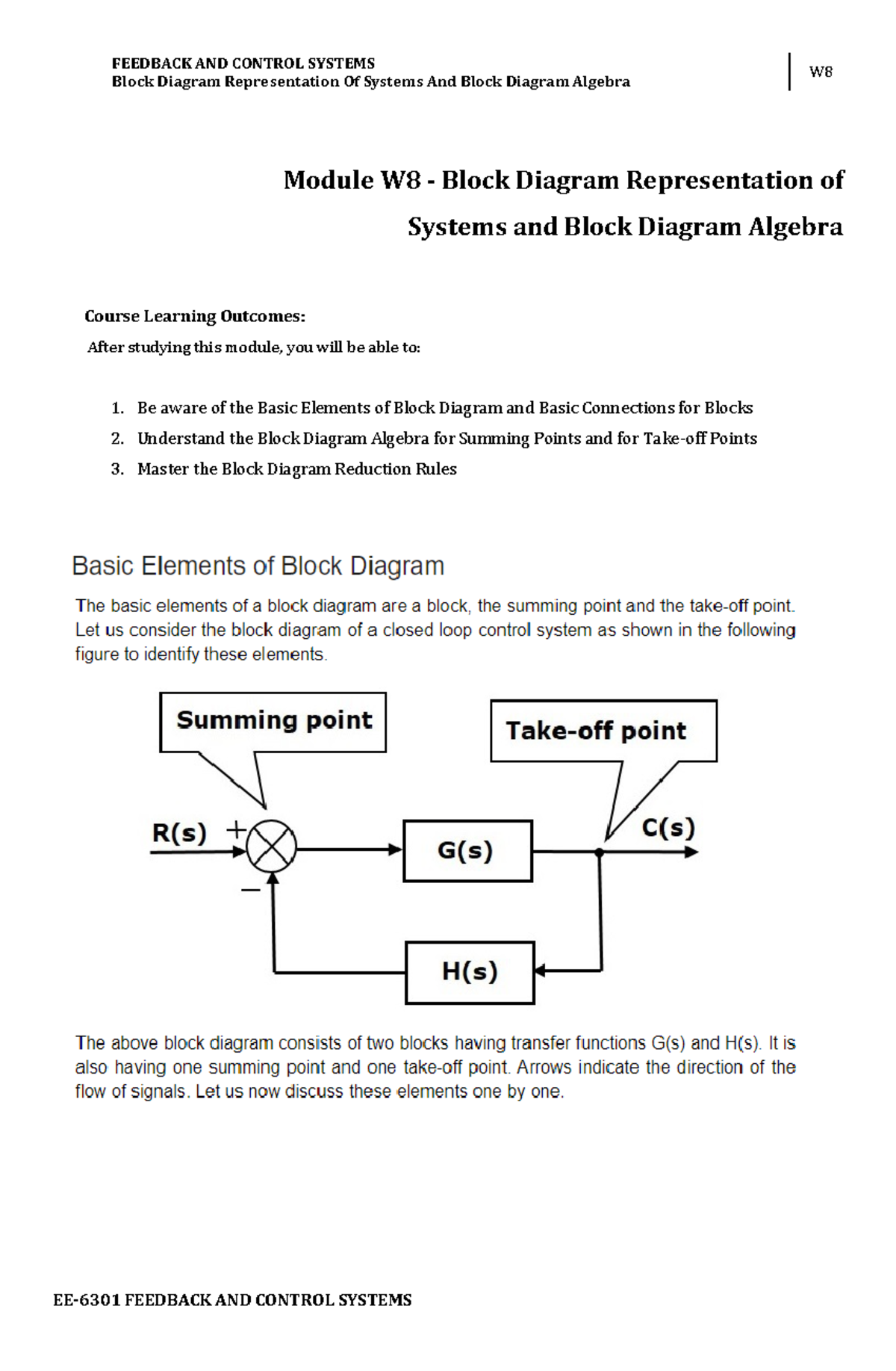 Week 6 - Block Diagram Representation of Systems and Block diagram ...