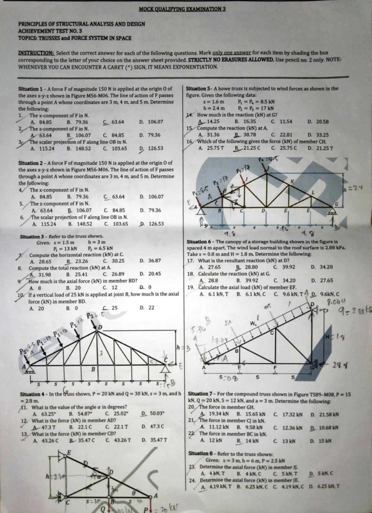 Engineering Mechanics - Achievement Test no. 3 - Studocu