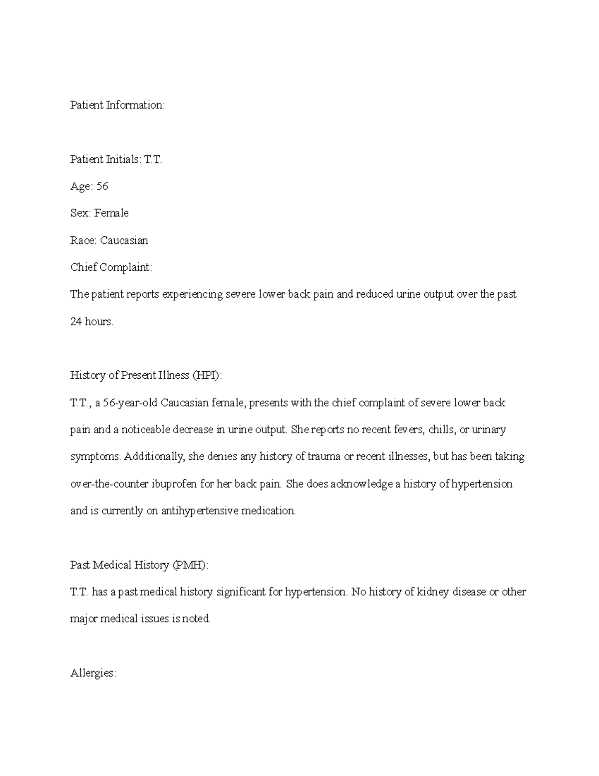 Session 18 - assignment - Patient Information: Patient Initials: T. Age ...