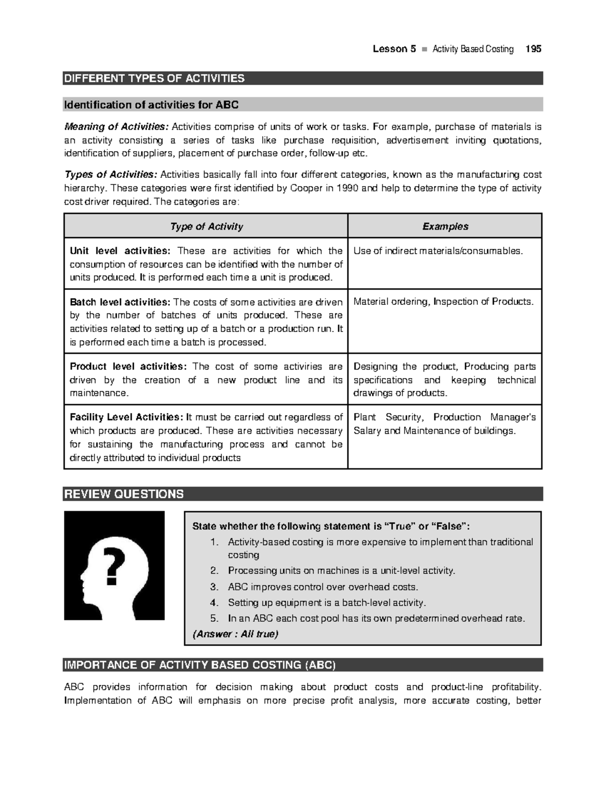 Cost Accounting- Importance OF Activity Based Costing - Lesson 5 ...