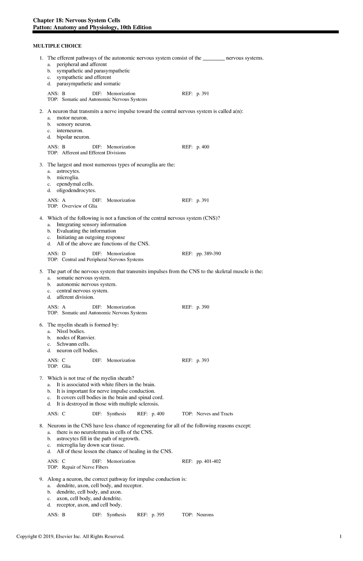 Exam View - Chapter 18 - BIO TEST BANK NURSING STUDY GUIDE ANATOMY ...