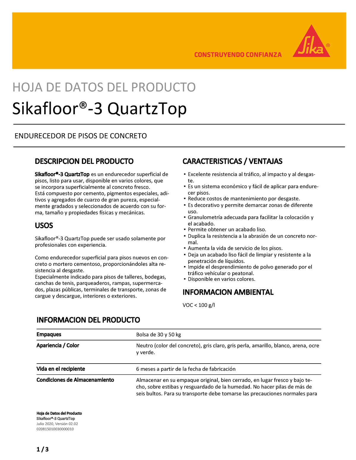 Sikafloor -3 Quartztop - Hoja De Datos Del Producto Sikafloor®-3 ...