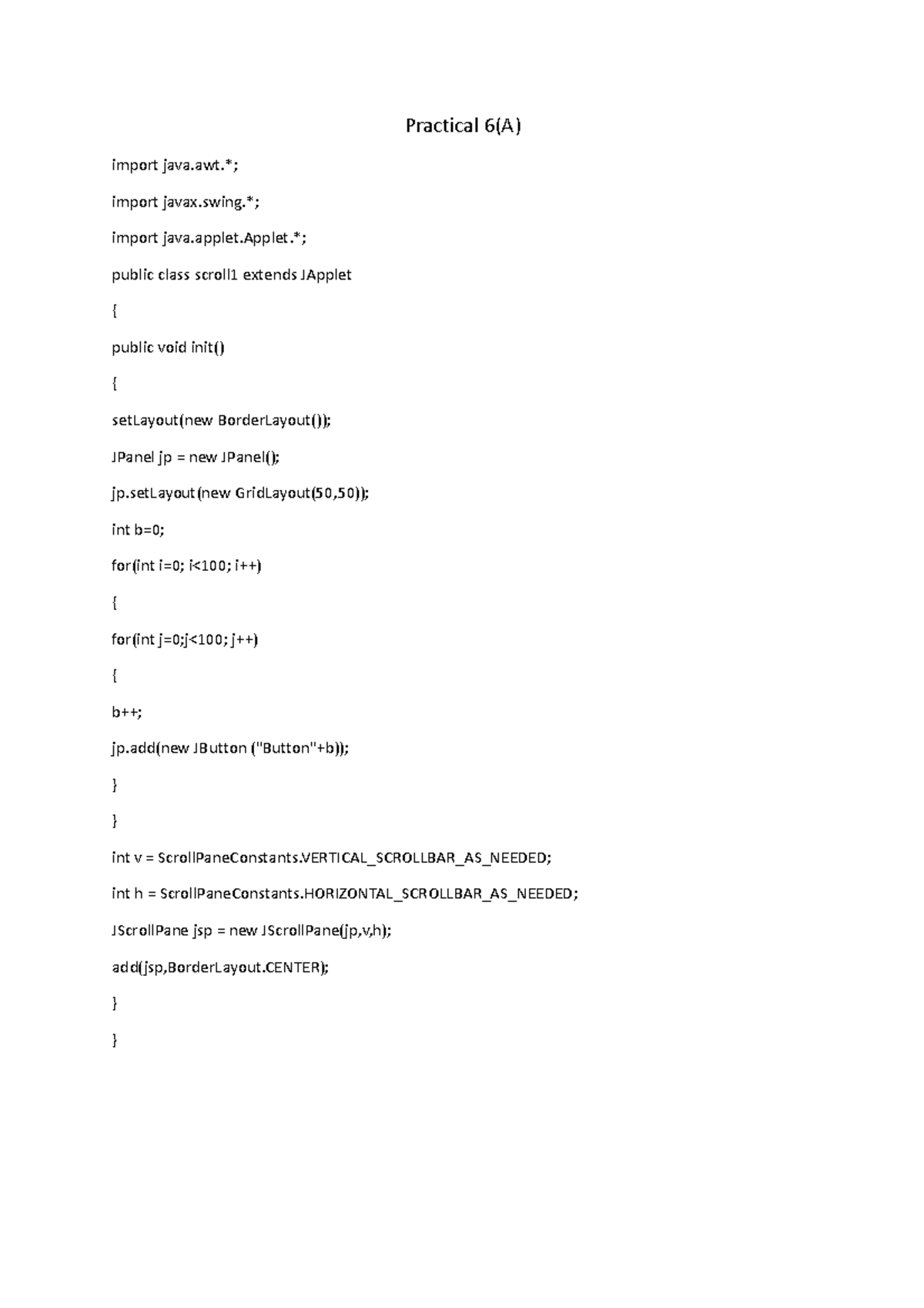 Output of 2023 - Practical 6(A) import java.; import javax.; import ...