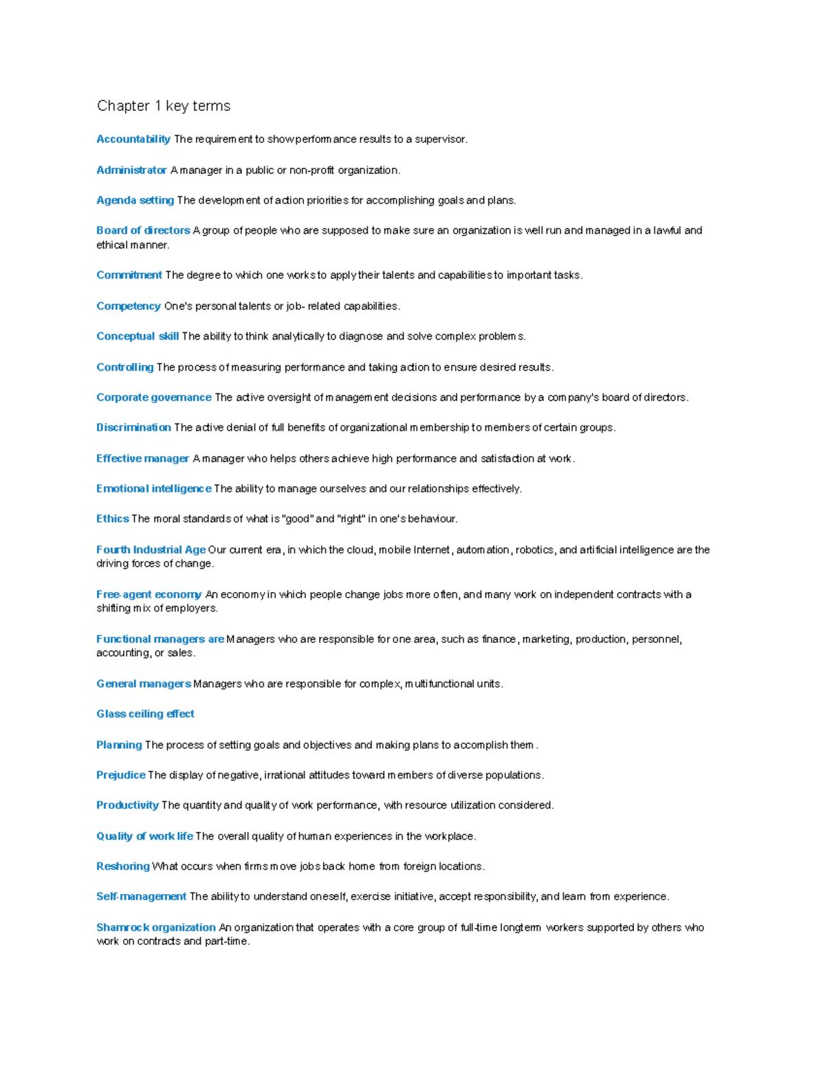 GMS key terms,. - Chapter 1 key terms Accountability The requirement to ...