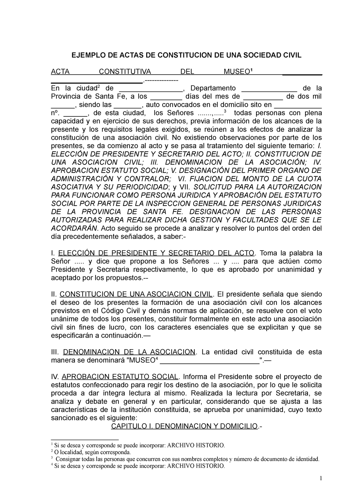 Ejemplo de acta constitutiva de una sociedad civil - EJEMPLO DE ACTAS DE  CONSTITUCION DE UNA - Studocu