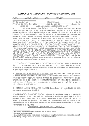 Ejemplo De Acta Constitutiva De Una Sociedad Civil Ejemplo De Actas De Constitucion De Una Studocu
