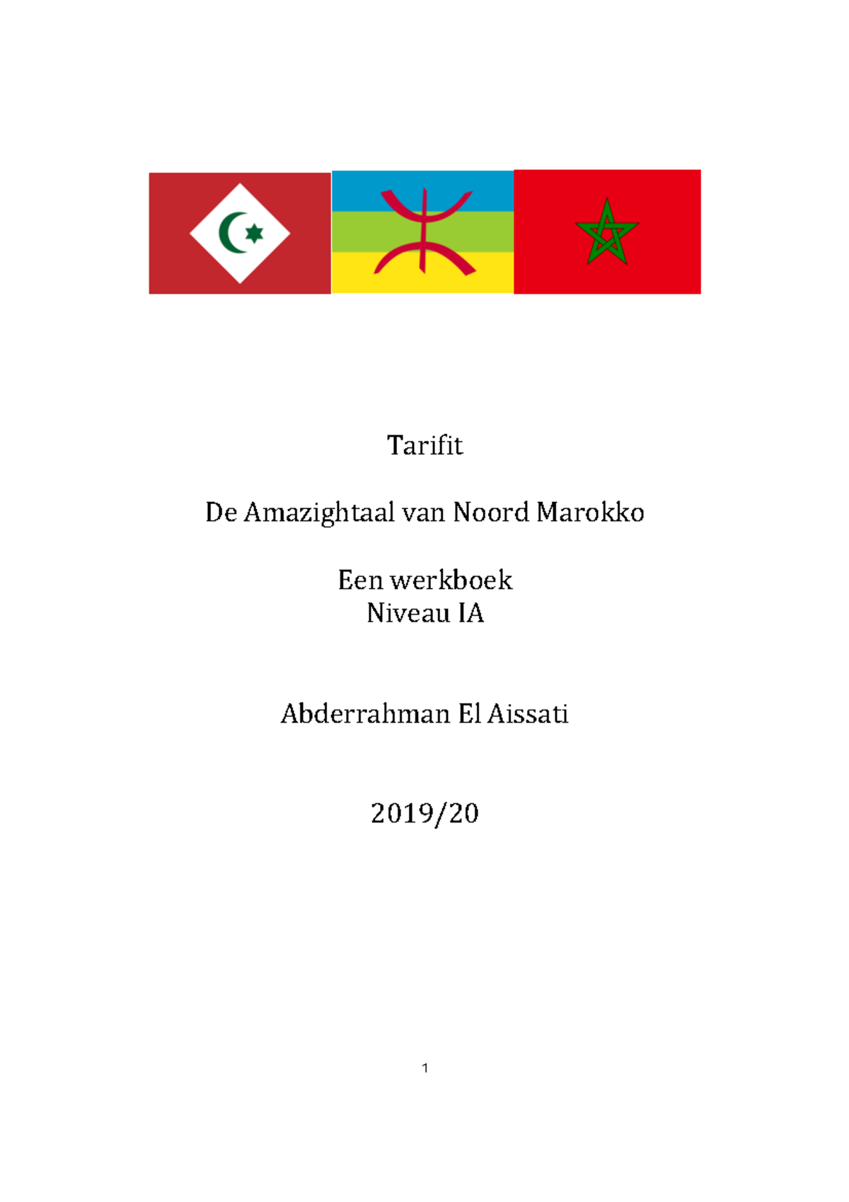 Syllabus Tarifit niveau IA 2019 20 - Tarifit De Amazightaal van Noord ...