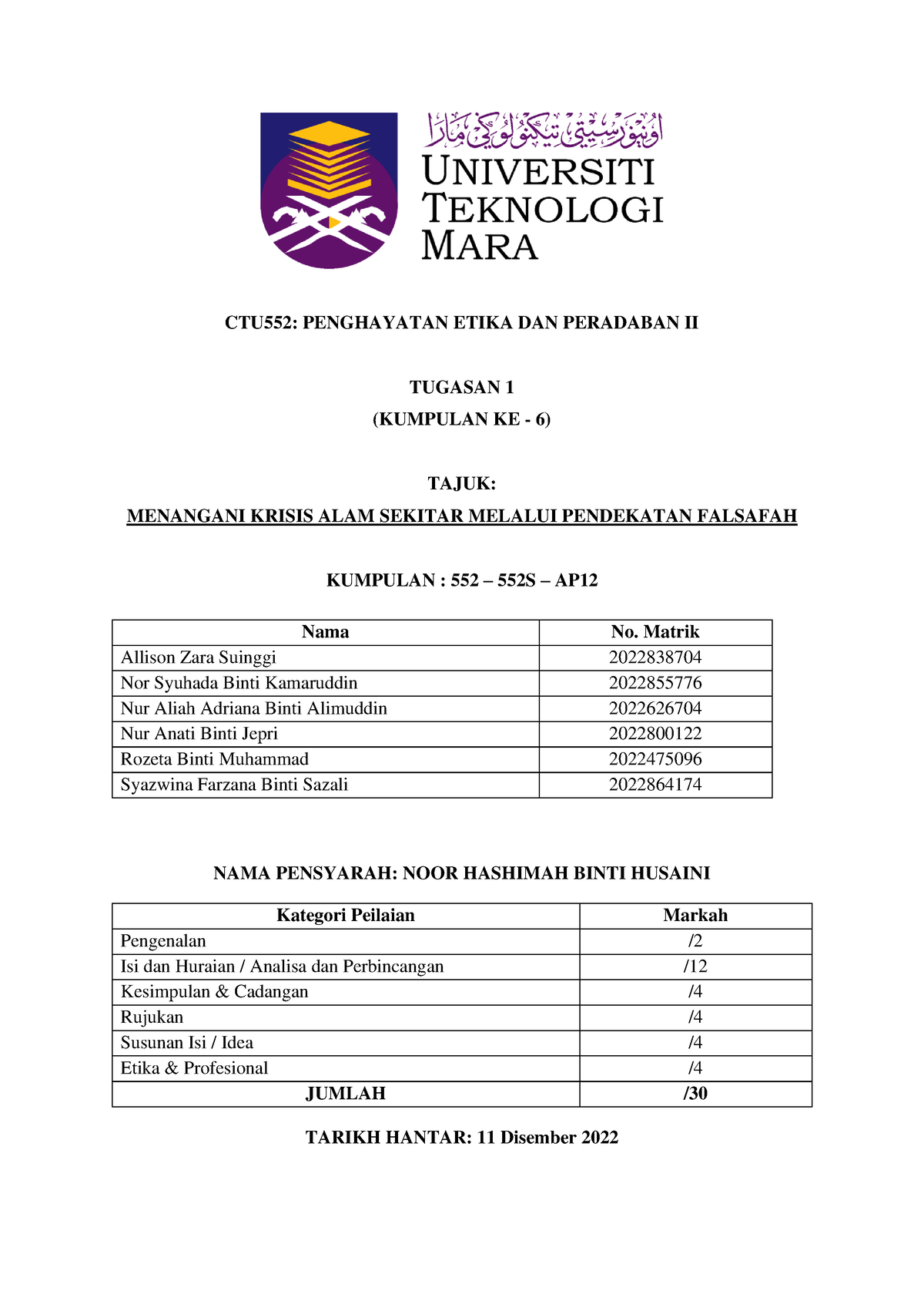 552S - AP12 K6 - CTU552 - CTU552: PENGHAYATAN ETIKA DAN PERADABAN II ...