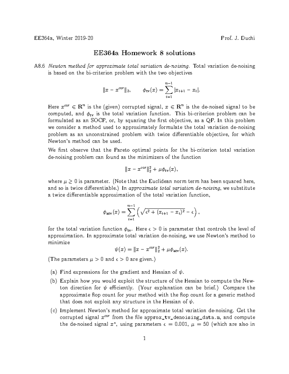 ee364a homework 2 solutions