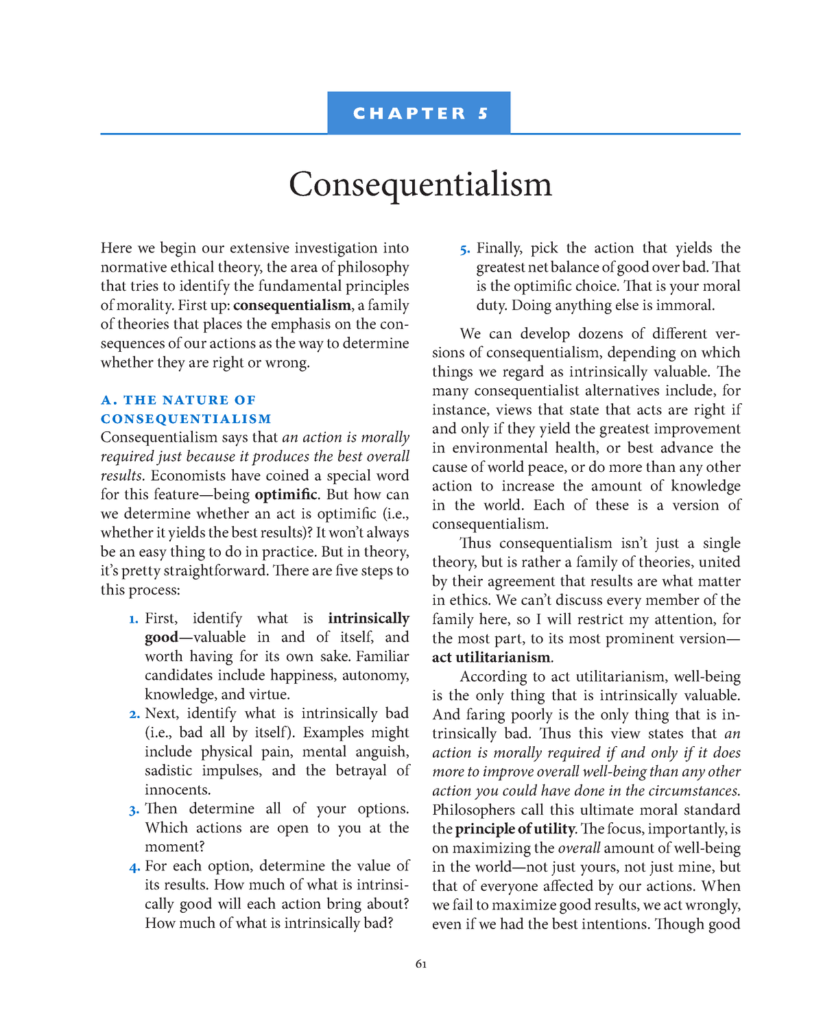 Consequentialism And Utilitarianism - 61 CHAPTER 5 Consequentialism ...