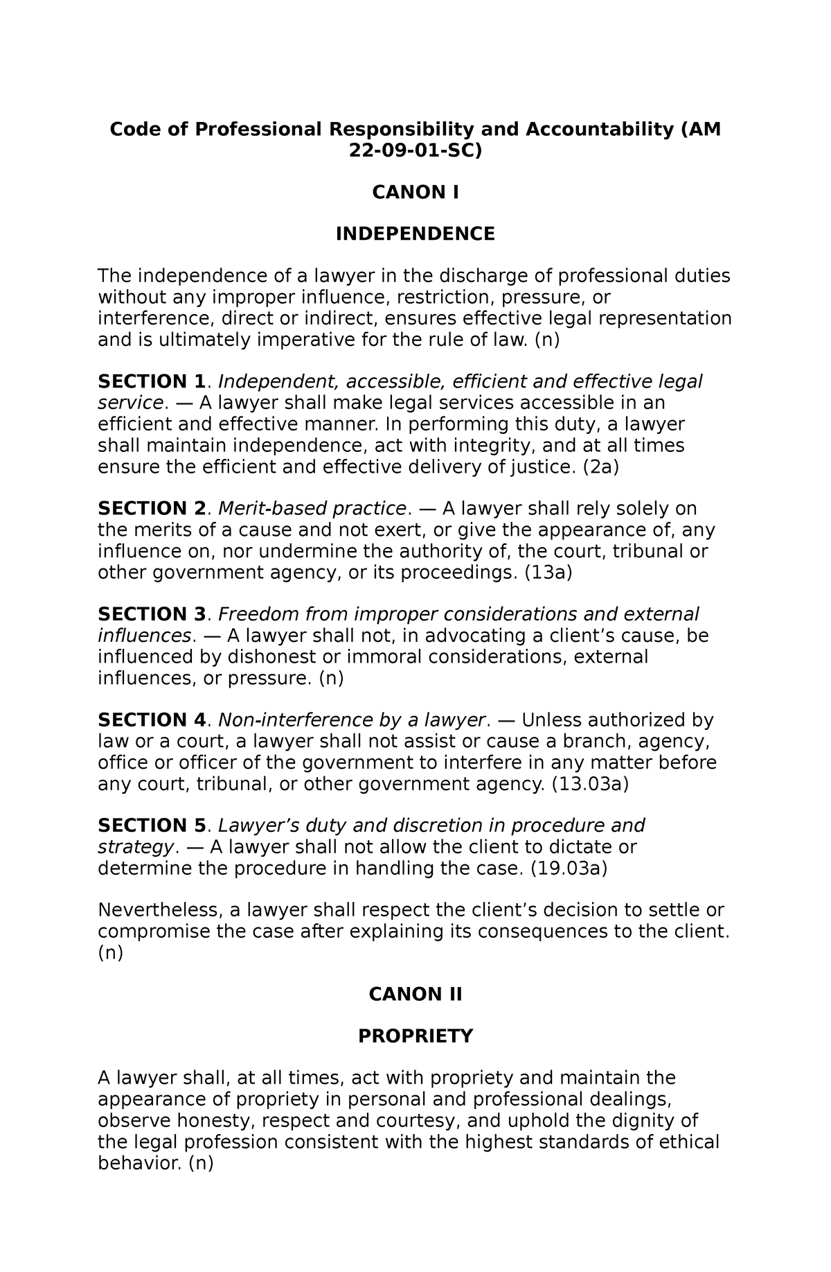 Code Of Professional Responsibility And Accountability AM 22 09 01 SC ...